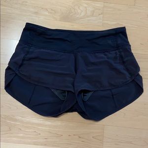 black lululemon running shorts